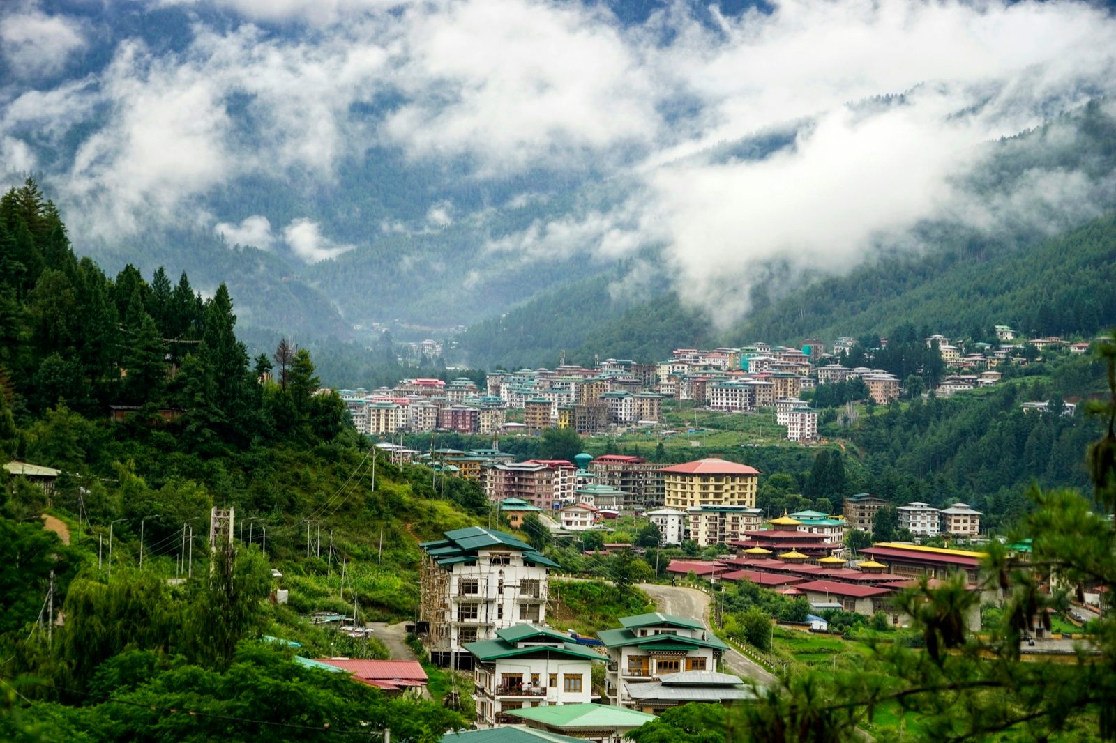 Phuentsholing, Bhutan's gateway town under morning cloud