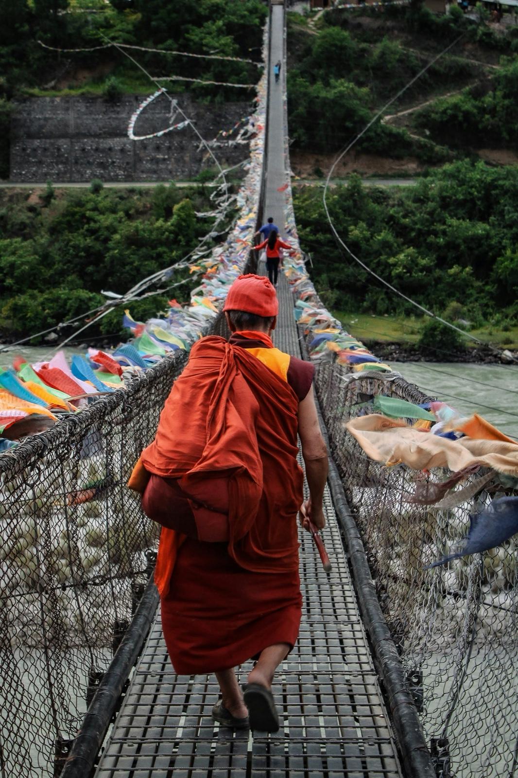 The prayer-flag suspension bridge at Punakha