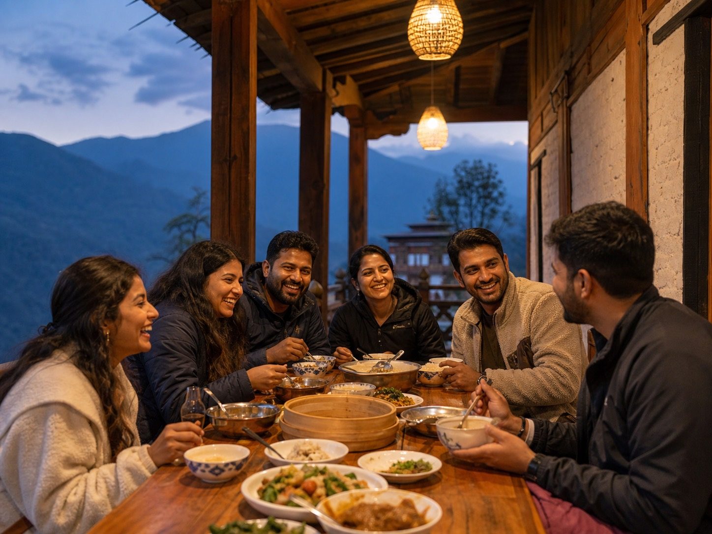 Dinner together at the end of a driving day